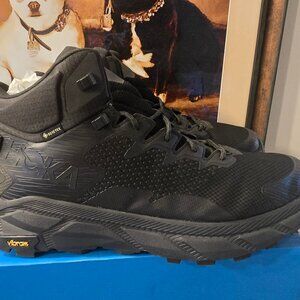 Hoka Trail Code GTX Black Raven Waterproof Hiking Shoes Sneakers Mens Sz 12.5